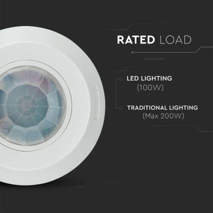 Infracrveni senzor pokreta 360° 200W/230V, beo