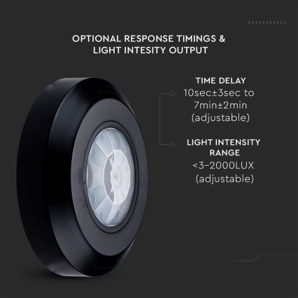 Infracrveni senzor pokreta 360° 200W/230V, crne boje