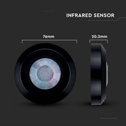 Infracrveni senzor pokreta 360° 200W/230V crno