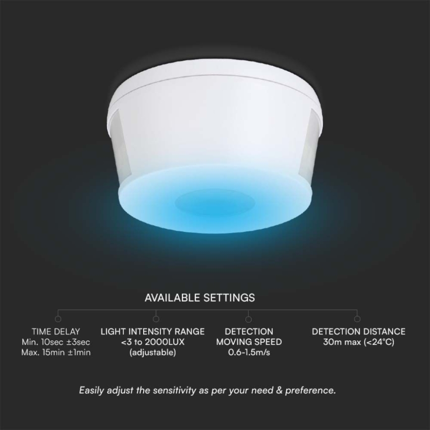 Infracrveni senzor pokreta 360° 230V bela