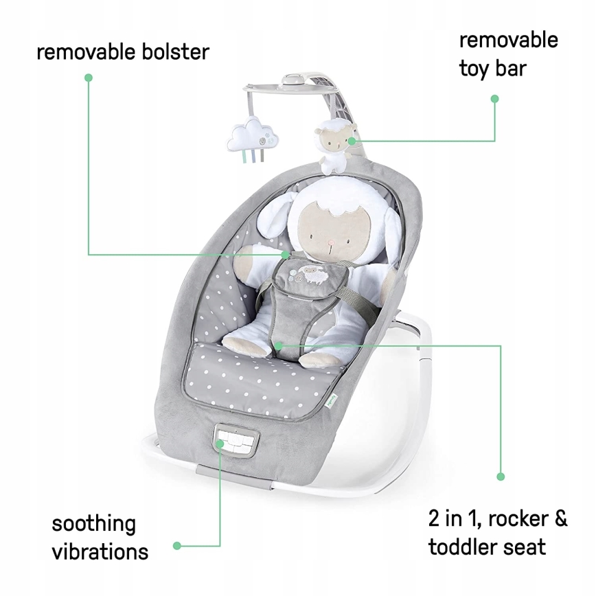 Ingenuity - Njihalica za bebe sa melodijom CUDDLE LAMB 3xLR14