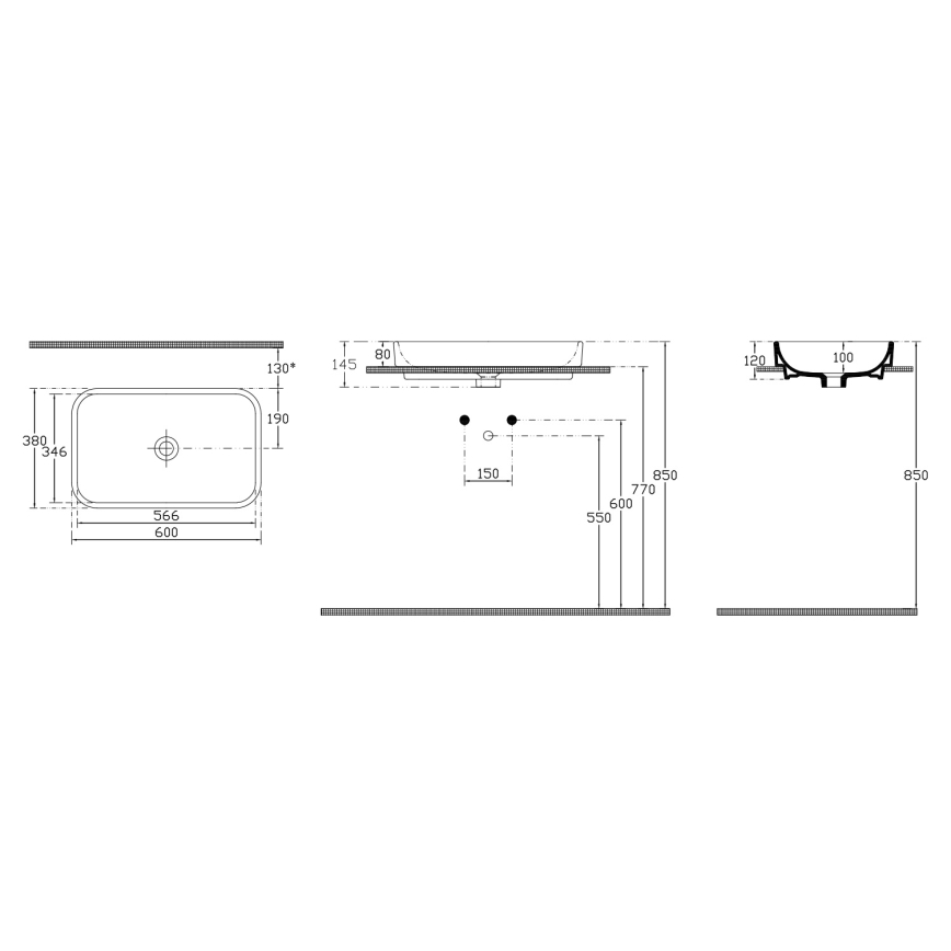Isvea - Nadgradni umivaonik AQUA 60x38 cm keramika/bela