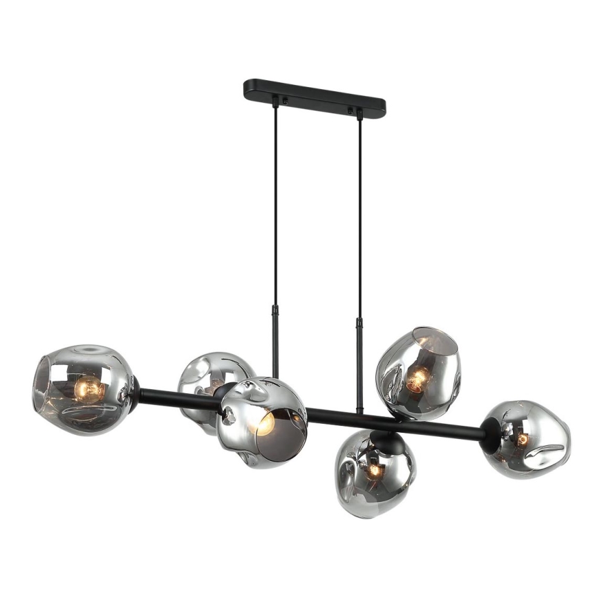 ITALUX - Luster na sajli BORGO 6xE27/40W/230V crno