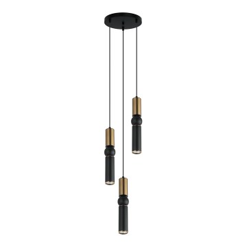 ITALUX - Luster na sajli ISIDORA 3xGU10/25W/230V crno/bronzana