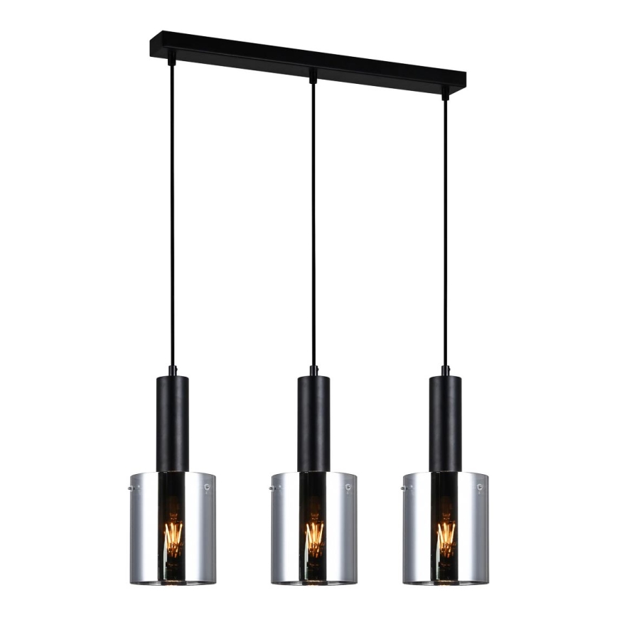 ITALUX - Luster na sajli SARDO 3xE27/40W/230V crno