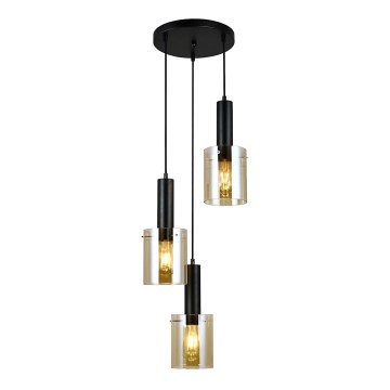 ITALUX - Luster na sajli SARDO 3xE27/40W/230V crno/zlatna