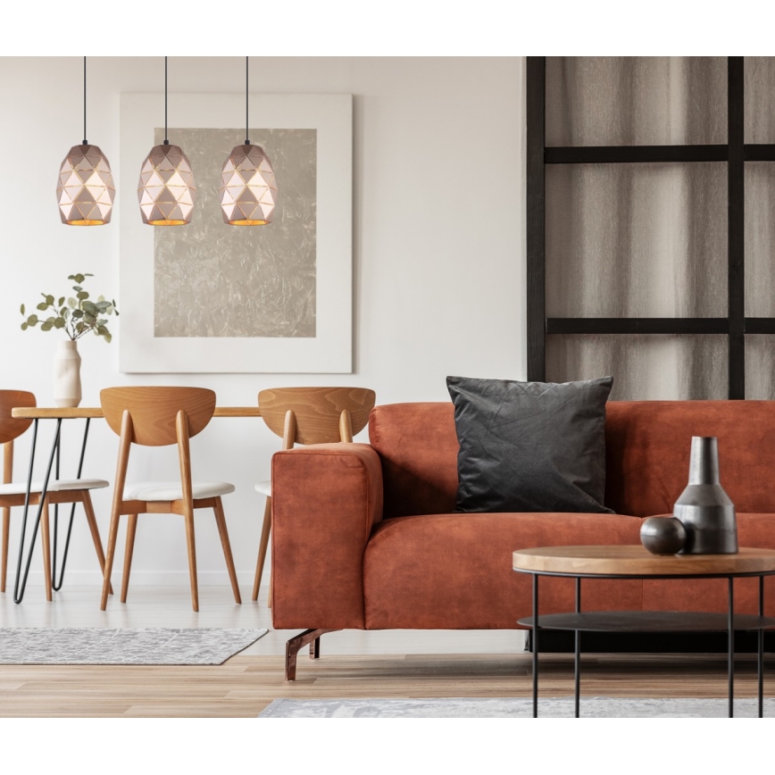 ITALUX - Luster na sajli HARLEY 3xE27/40W/230V roze zlatno