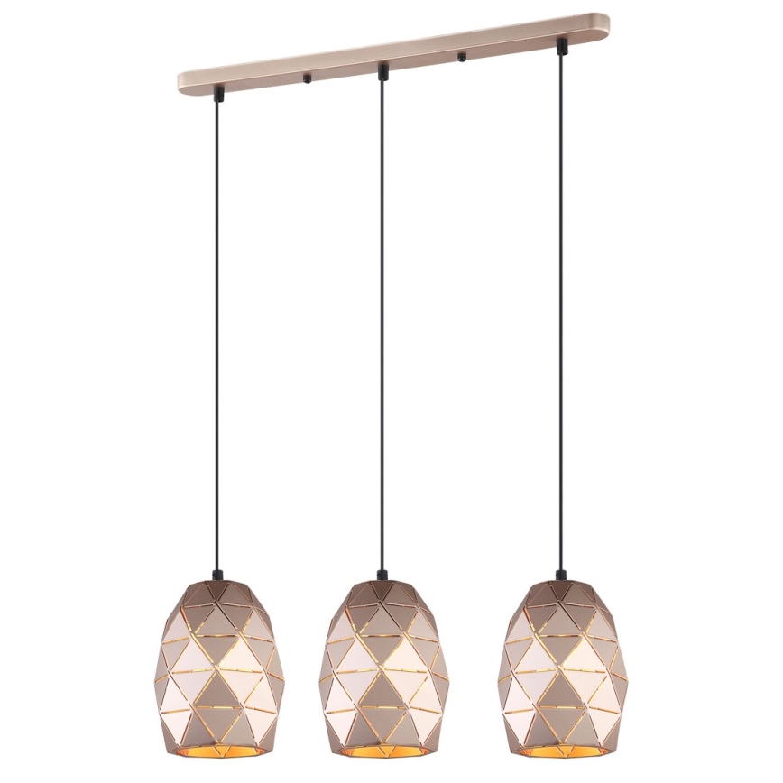 ITALUX - Luster na sajli HARLEY 3xE27/40W/230V ružičasto zlato