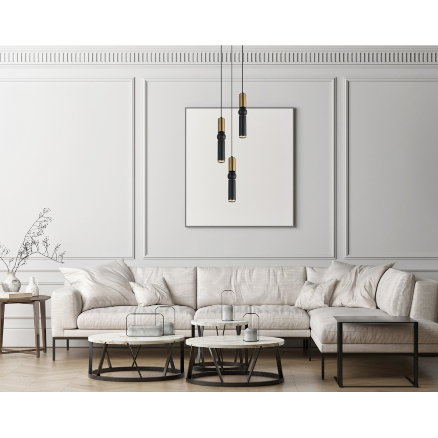 ITALUX - Luster na sajli ISIDORA 3xGU10/25W/230V crno/bronzana