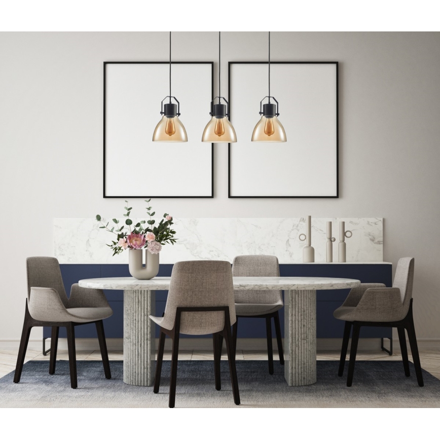 ITALUX - Luster na sajli DARLENA 3xE27/40W/230V crno/braon