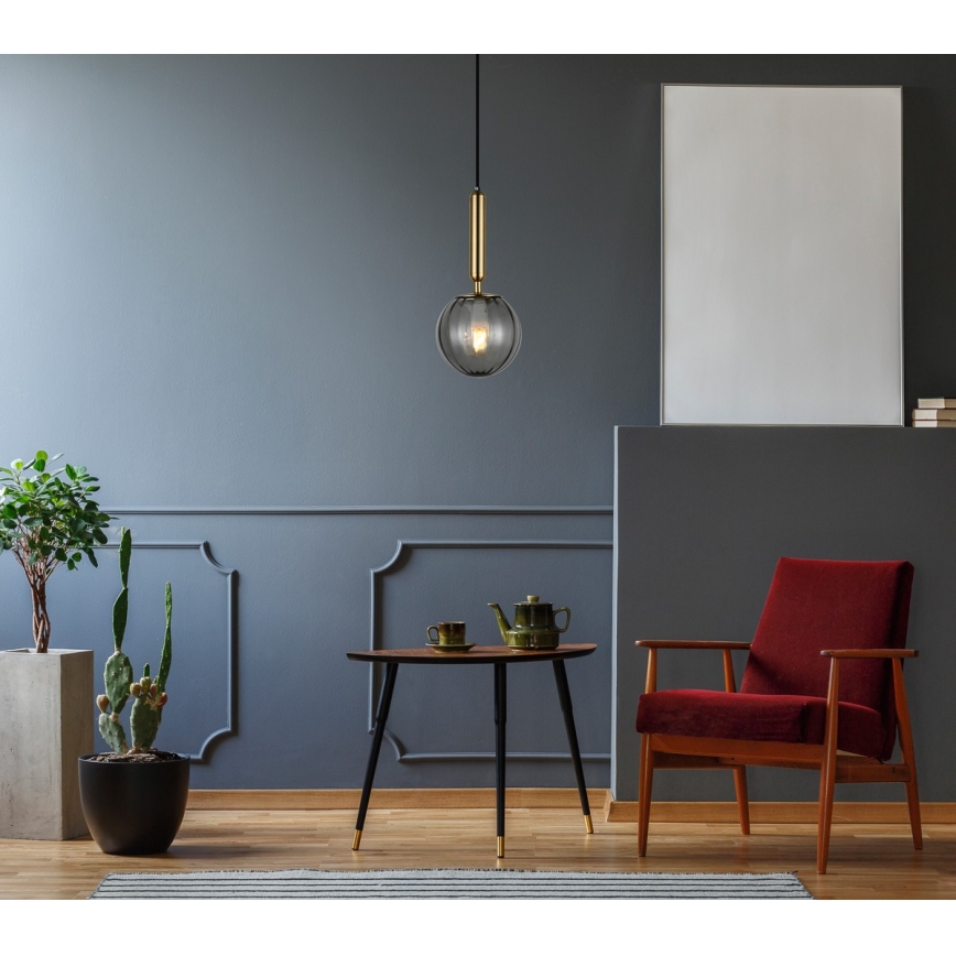 ITALUX - Luster na sajli RAVENA 1xE27/5W/230V crno/mesing