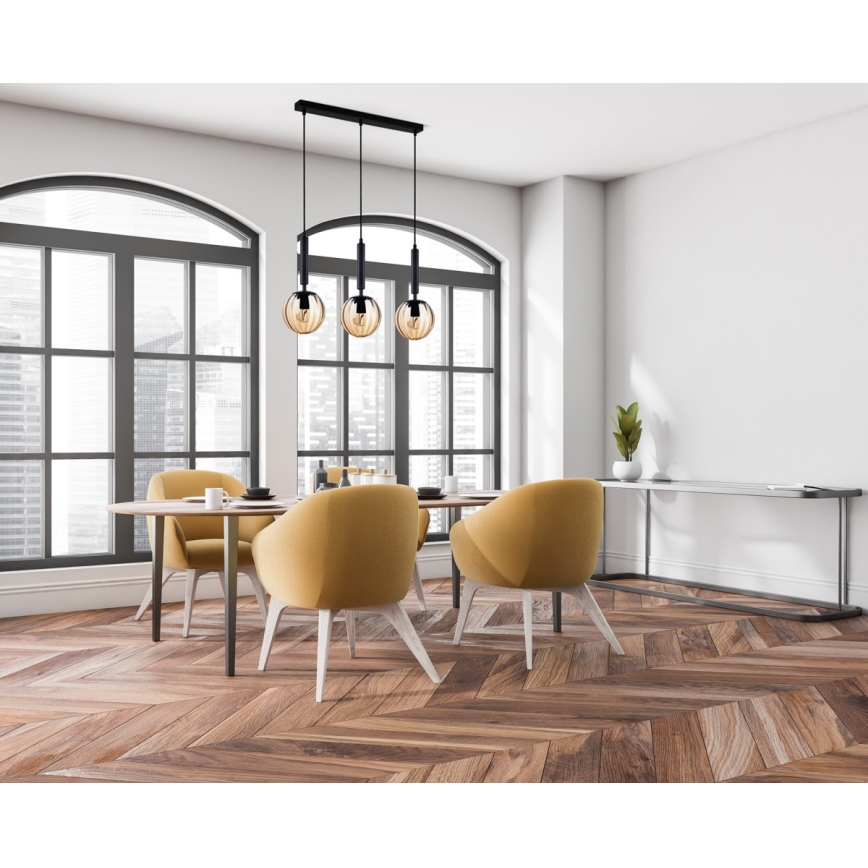 ITALUX - Luster na sajli RAVENA 3xE27/10W/230V crno