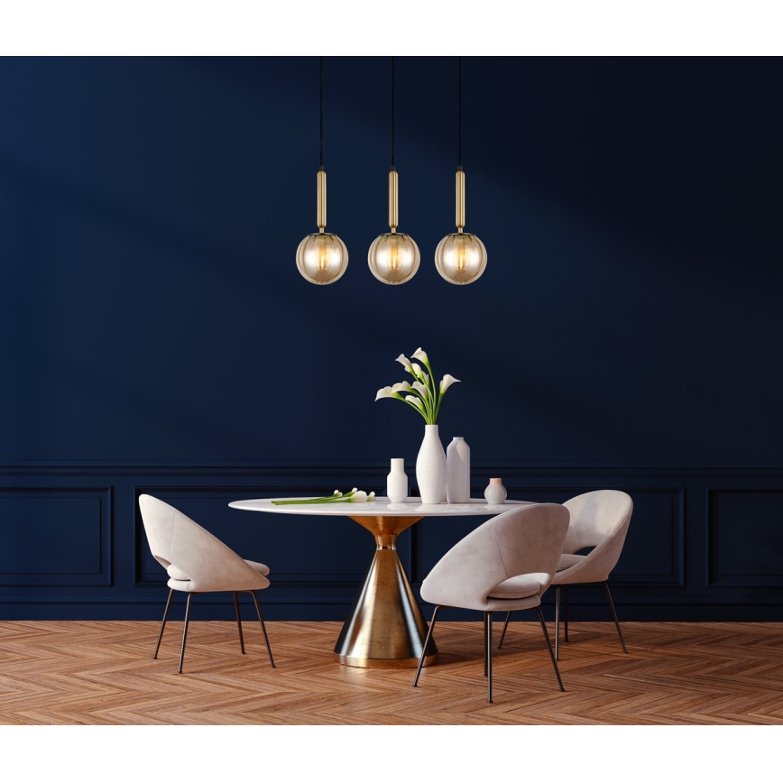 ITALUX - Luster na sajli RAVENA 3xE27/5W/230V crno/zlatna