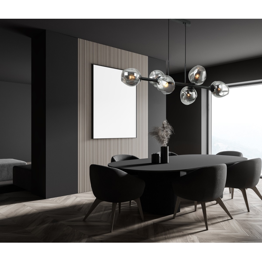 ITALUX - Luster na sajli BORGO 6xE27/40W/230V crno