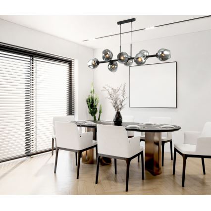 ITALUX - Luster na sajli BORGO 8xE27/40W/230V crno
