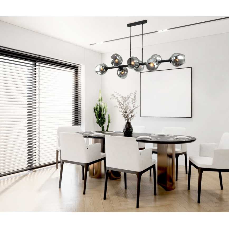 ITALUX - Luster na sajli BORGO 8xE27/40W/230V crno