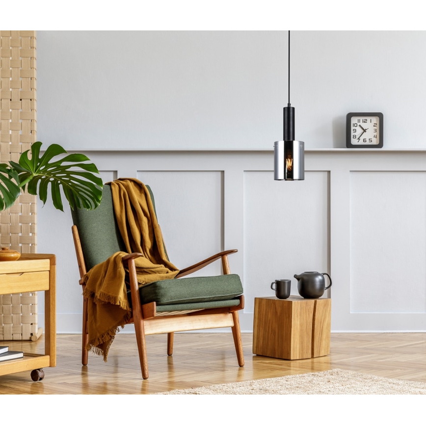ITALUX - Luster na sajli SARDO 1xE27/40W/230V crno