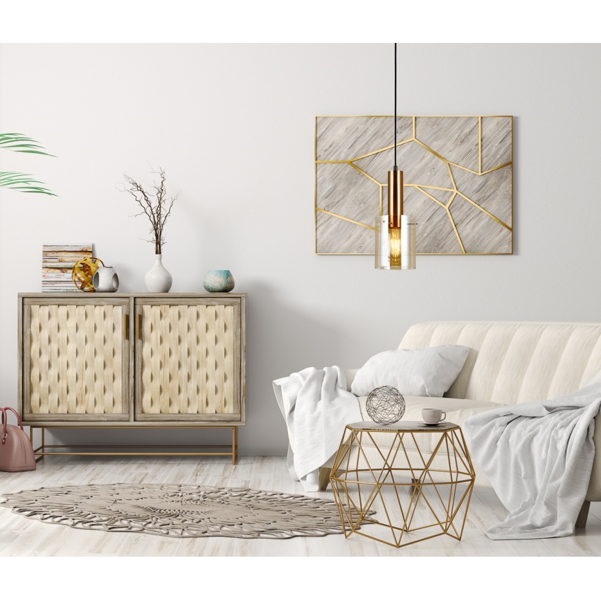 ITALUX - Luster na sajli SARDO 1xE27/40W/230V crno/mesing