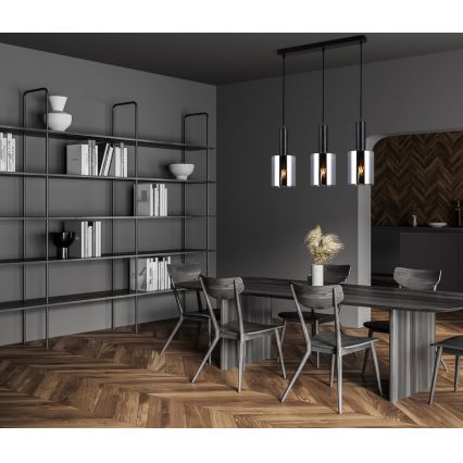 ITALUX - Luster na sajli SARDO 3xE27/40W/230V crno