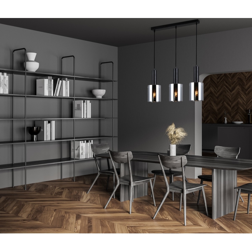 ITALUX - Luster na sajli SARDO 3xE27/40W/230V crno