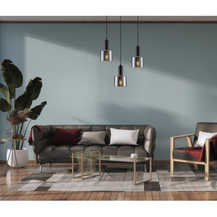 ITALUX - Luster na sajli SANTIA 1xE27/40W/230V crno