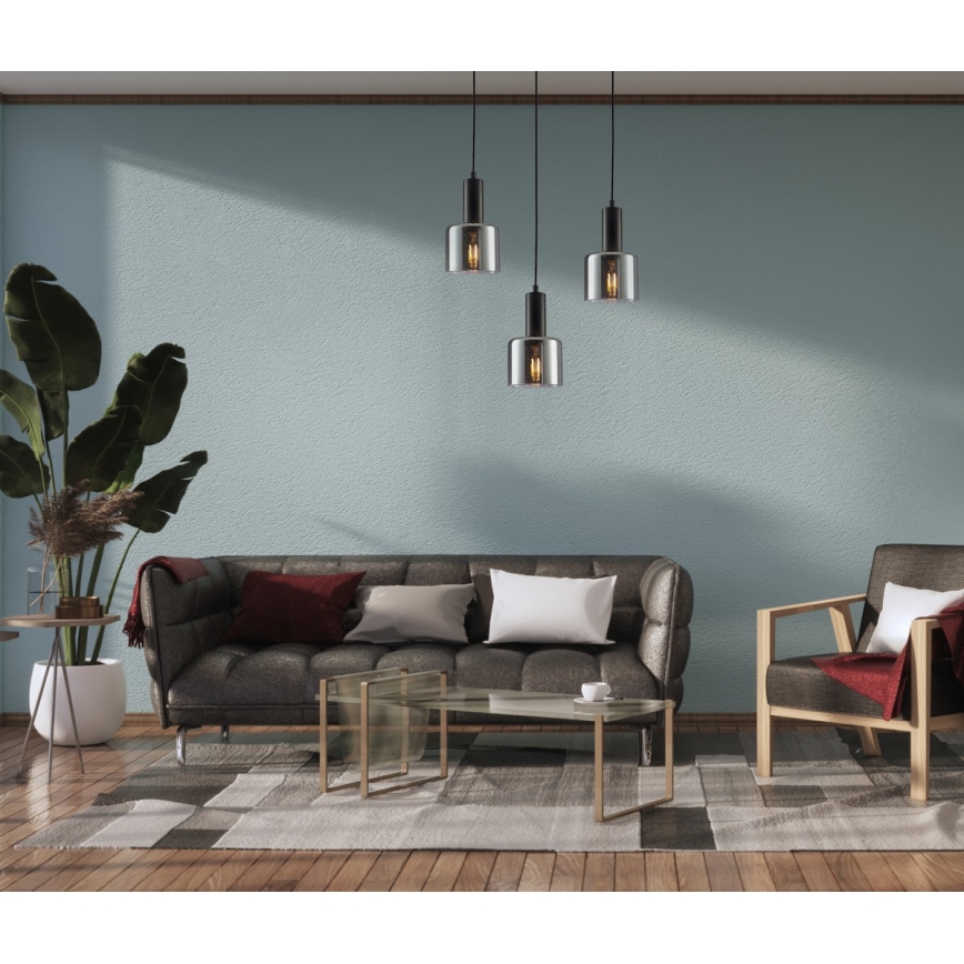 ITALUX - Luster na sajli SANTIA 1xE27/40W/230V crno