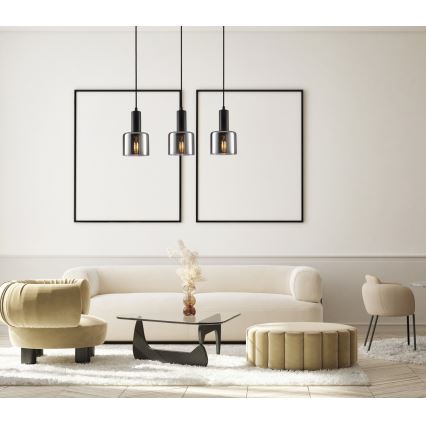 ITALUX - Luster na sajli SANTIA 3xE27/40W/230V crno
