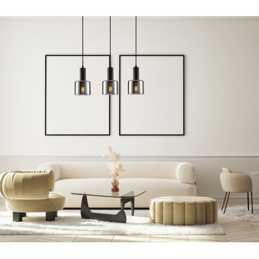 ITALUX - Luster na sajli SANTIA 3xE27/40W/230V crno