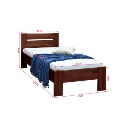 Jednokrevetni krevet AMBER 90x200 cm tamni orah