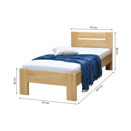 Jednokrevetni krevet od masivnog drveta AMBER 90x200 cm bukva