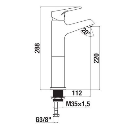 JIKA H3111W80041201 - Baterija za umivaonik CUBE 28,8 cm, sjajni hrom