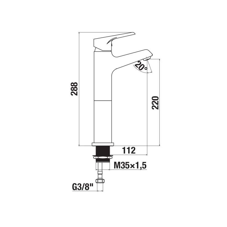 JIKA H3111W80041201 - Baterija za umivaonik CUBE 28,8 cm, sjajni hrom