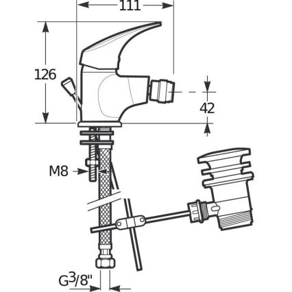 JIKA H3411N10041111 - Baterija za bide + izliv bez preliva TALAS 12,6 cm sjajni hrom