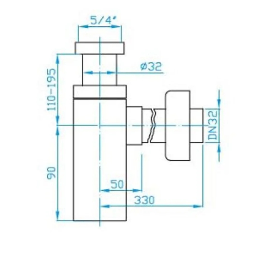 JIKA H3747300040001 - Kvadratni sifon za umivaonik CUBITO, sjajni hrom