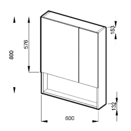 JIKA H4532410383041 - Ogledalni ormarić sa policom LYRA 80x60 cm, beo
