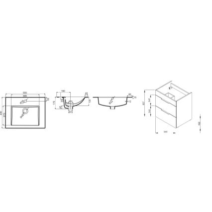 JIKA H4536111763001 - Ormarić za kupatilo sa umivaonikom CUBE 60,7x55 cm, beo