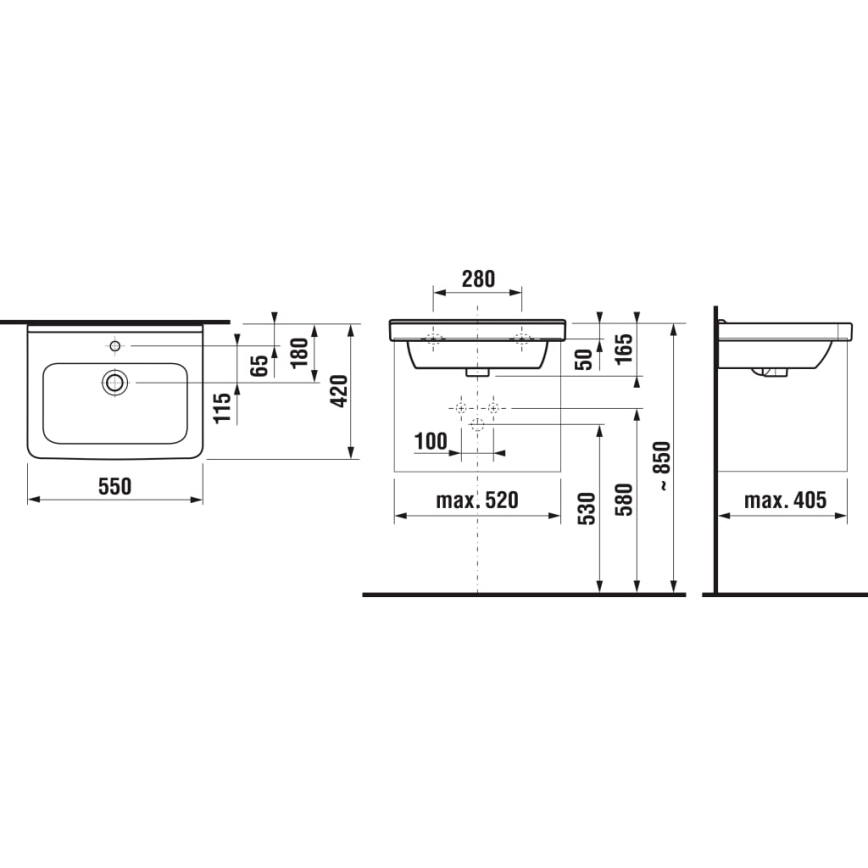 JIKA H8104220001041 - Zidni umivaonik CUBITO 55x42 cm keramika/bela
