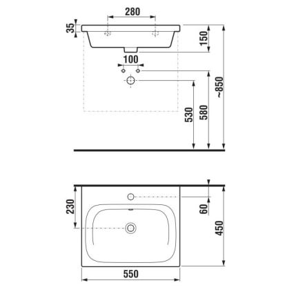 JIKA H8127127161041 - Viseći umivaonik MIO 55 x 45 cm, keramički, mat crne boje