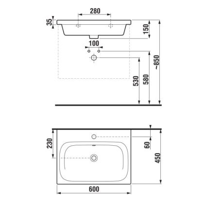 JIKA H8127130001041 - Viseći umivaonik MIO 60x45 cm keramika/bela