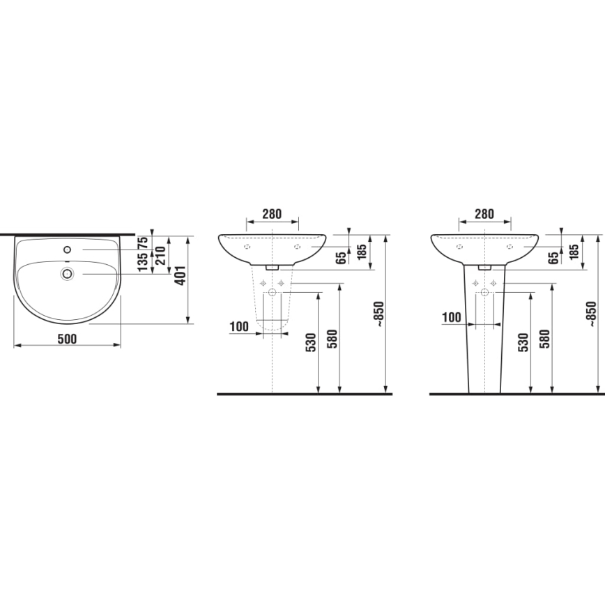 JIKA H8143810001041 - Viseći umivaonik LYRA 50x40,1 cm keramika/bela
