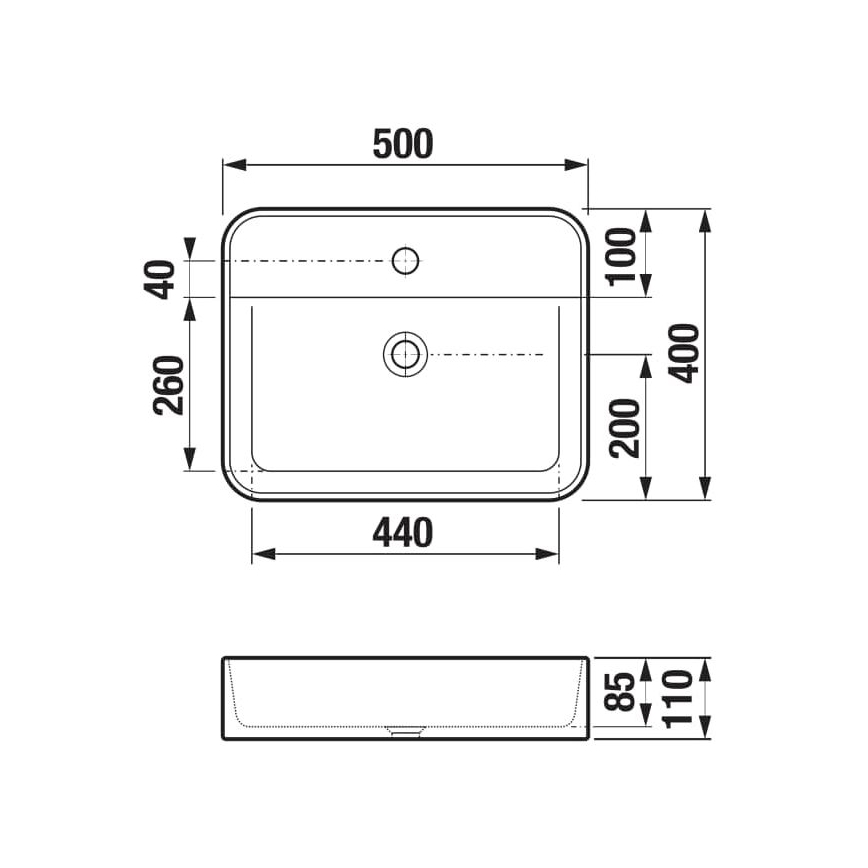 JIKA H8183620001111 - Umivaonik za ugradnju na radnu ploču ASTRA 50x40 cm keramika/bela