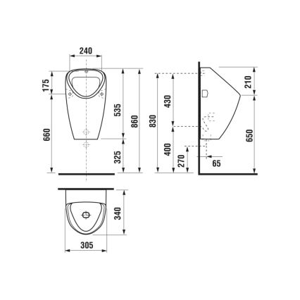 JIKA H8430600000001 - Pisoar GOLEM unutrašnji dovod, zadnji odvod keramika/bela