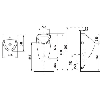 JIKA H8430610000001 - Pisoar GOLEM, unutrašnji dovod, zadnji odvod, keramika/bela