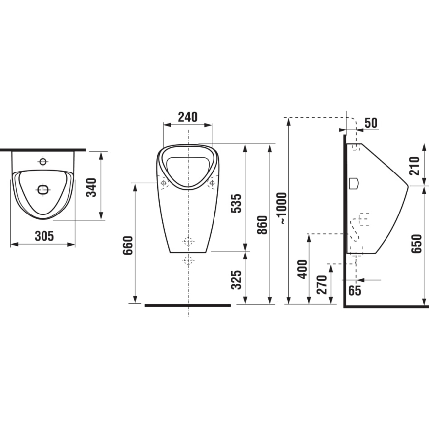JIKA H8430610000001 - Pisoar GOLEM, unutrašnji dovod, zadnji odvod, keramika/bela