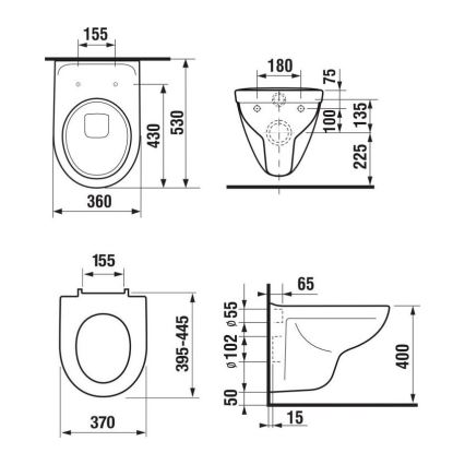 JIKA H8663800000001 - Viseća WC školjka LYRA keramika/bela + WC daska SoftClose LYRA duroplast/bela (prigušiva)