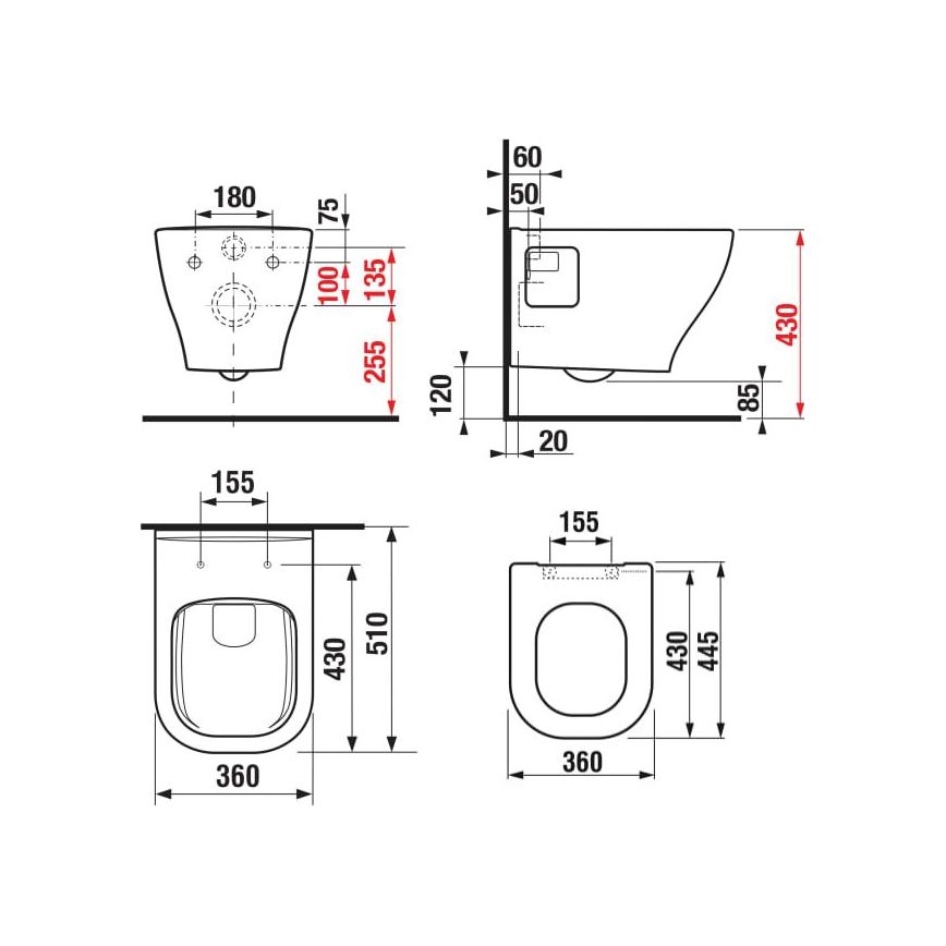 JIKA H8666160000001 - Viseća WC šolja DEEP keramika/bela + WC daska DEEP duroplast/bela sa prigušiva