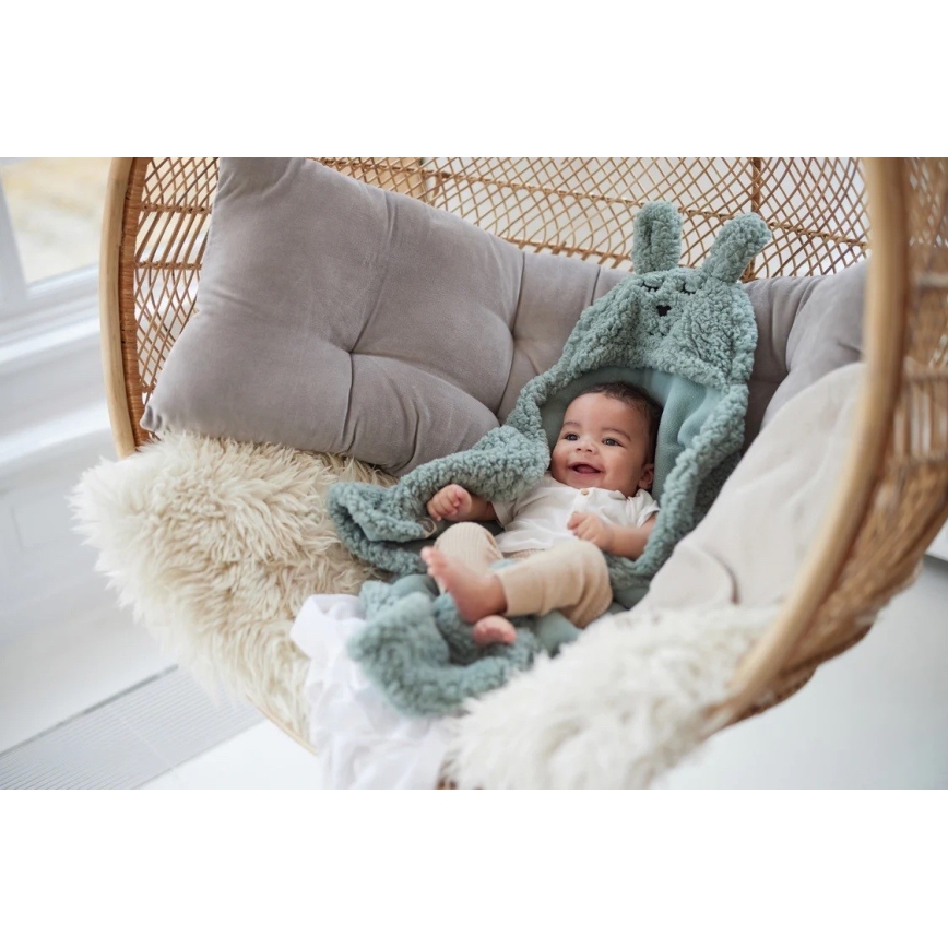 Jollein - Povoj za nošenje bebe fleece Zečić 100x105 cm Ash Green
