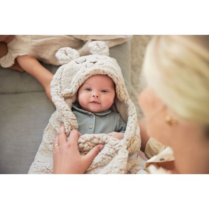 Jollein - Povoj za nošenje bebe fleece Zečić 100x105 cm Nougat