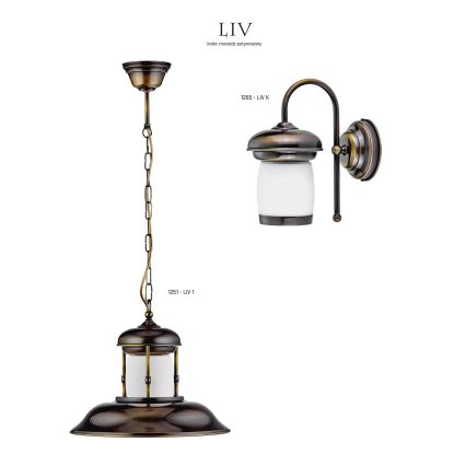 JUPITER 1265-LIVK - Zidna lampa LIV 1xE27/60W patina