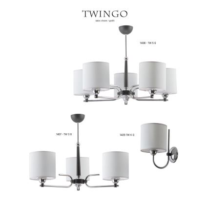 Jupiter 1408 - TW 5 G - Viseći luster TWINGO 5xE27/60W/230V